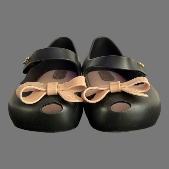 Mini Melissa Ultragirl Bow II Black/Pink Girls Shoe Size 8 GUC - Picture 3 of 8